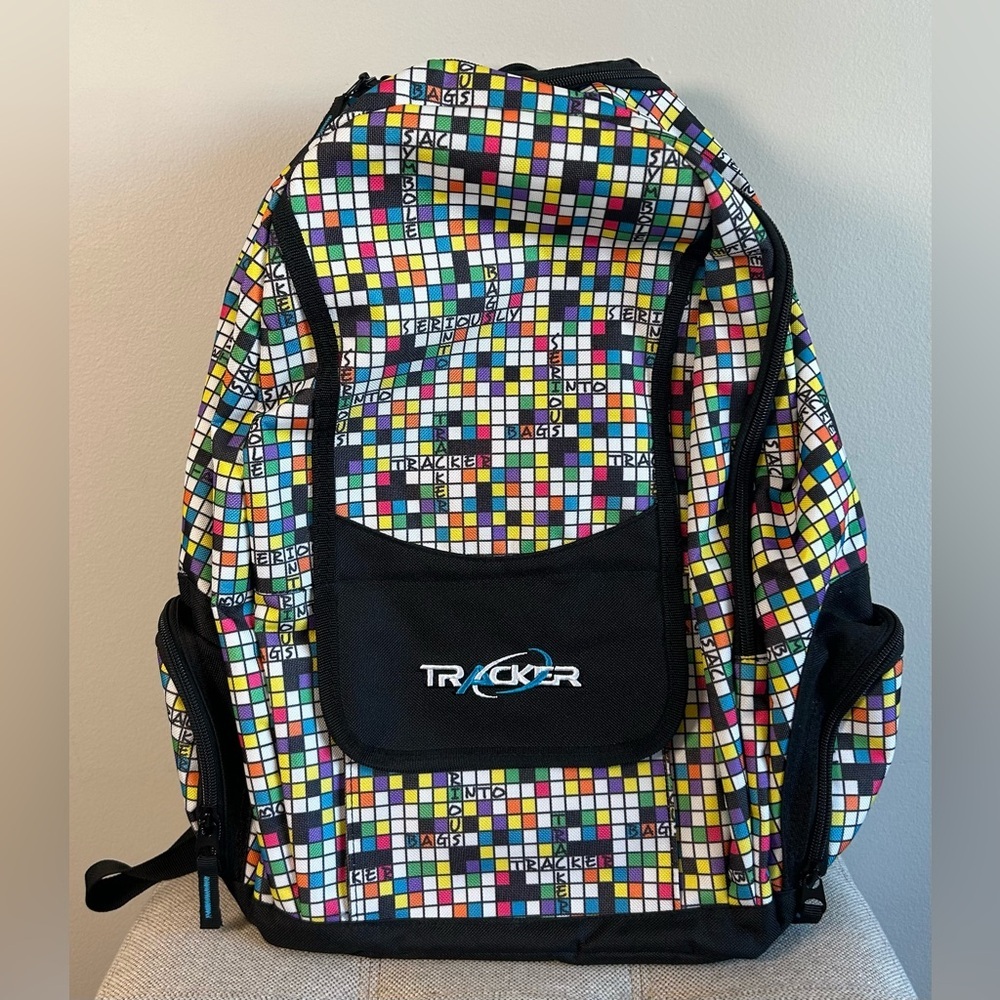 Tracker Backpack By Bentley Scrabble All Over Print School Bag Book Bag NWOT